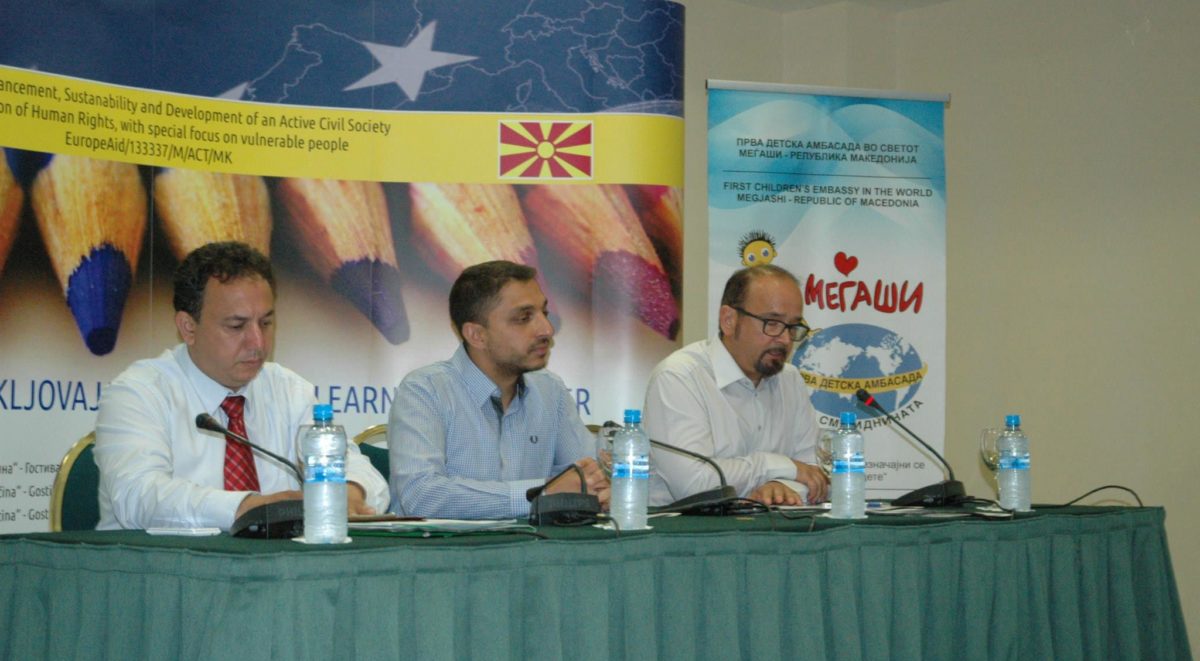 Panel discussion at a Mesecina community event on human rights and civil society